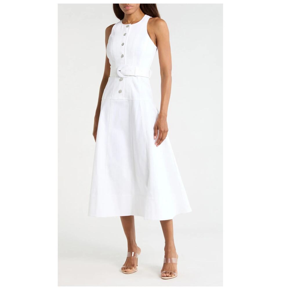 NEW Cinq à Sept Margaret Sleeveless Cotton Blend A-Line Midi Dress Size 8 - Picture 1 of 12